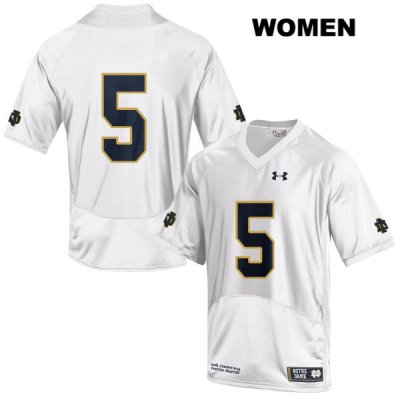 Notre Dame Fighting Irish Women's Troy Pride Jr. #5 White Under Armour No Name Authentic Stitched College NCAA Football Jersey CLD5199AV